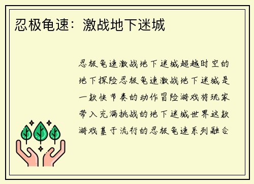 忍极龟速：激战地下迷城