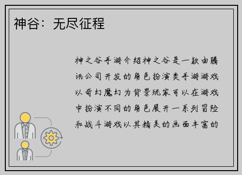 神谷：无尽征程